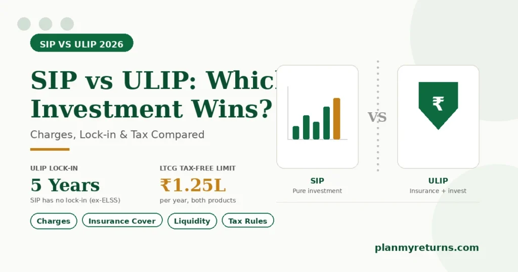 SIP vs ULIP comparison, charges, lock-in, and tax rules