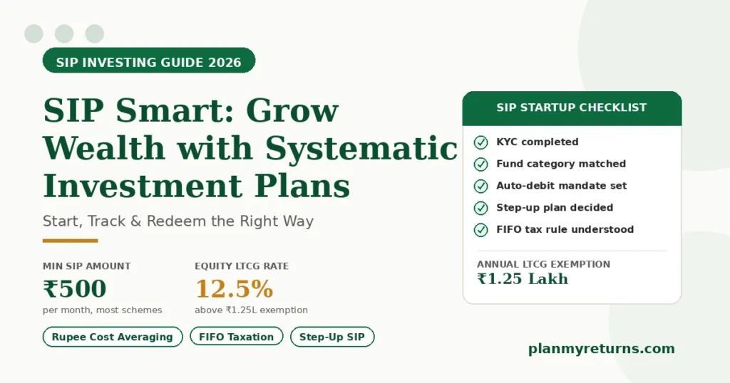 SIP investing guide 2026, rupee cost averaging and FIFO taxation