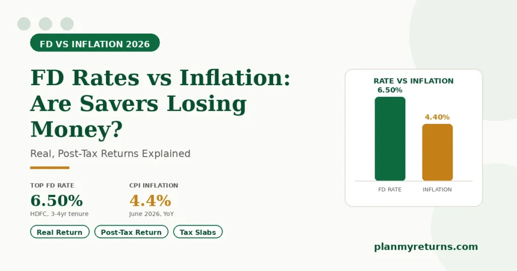 FD interest rates vs CPI inflation comparison chart India 2026
