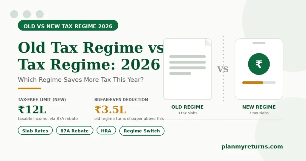 Old tax regime vs new tax regime comparison 2026, slabs and rebate