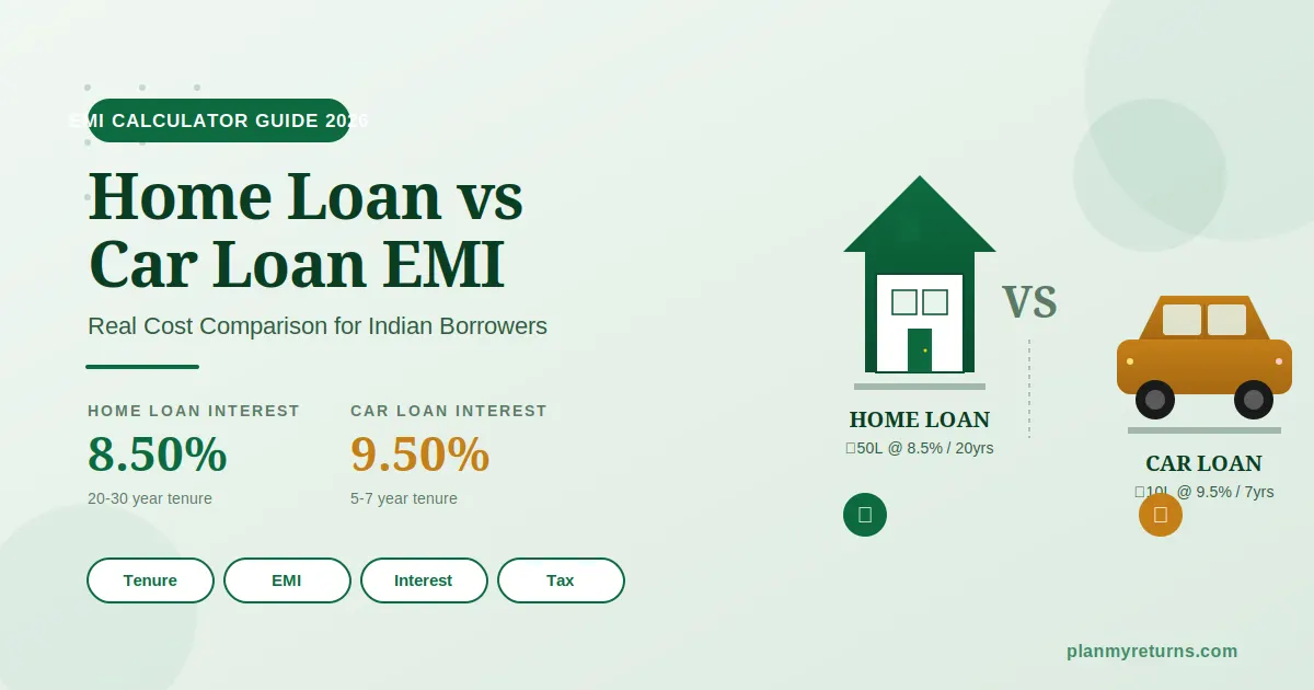 loan EMI calculator home vs car loan