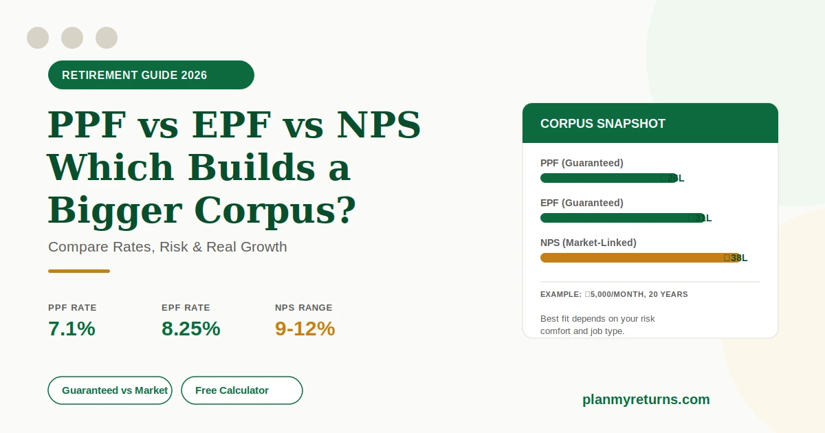 PPF vs EPF vs NPS retirement corpus comparison guide